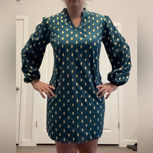 SHEIN Dresses & Skirts - SHEIN Teal Dress with gold Dots